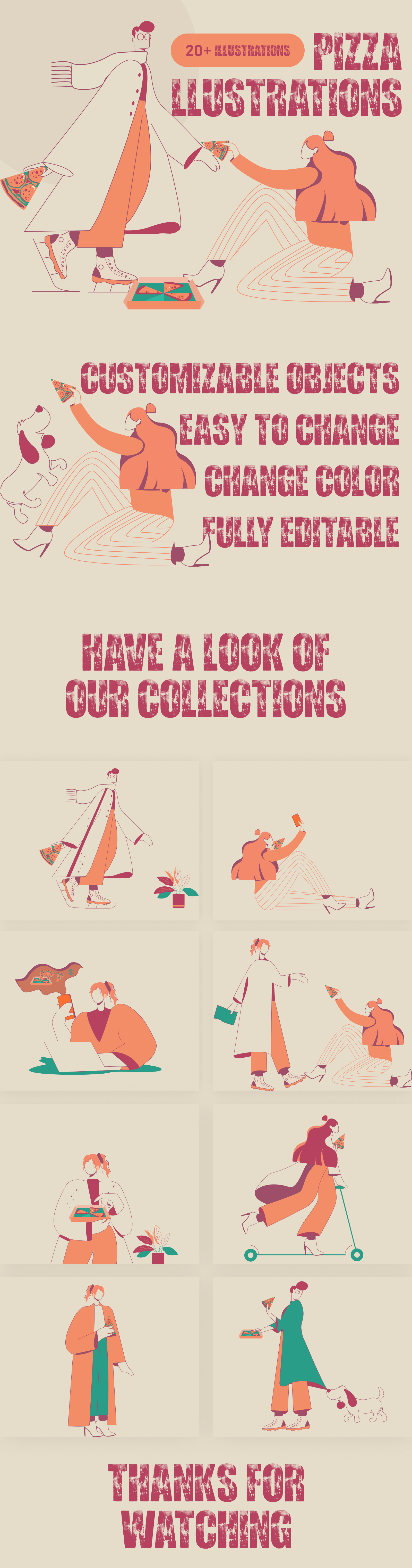 Free Pizza Delivery Illustration Pack