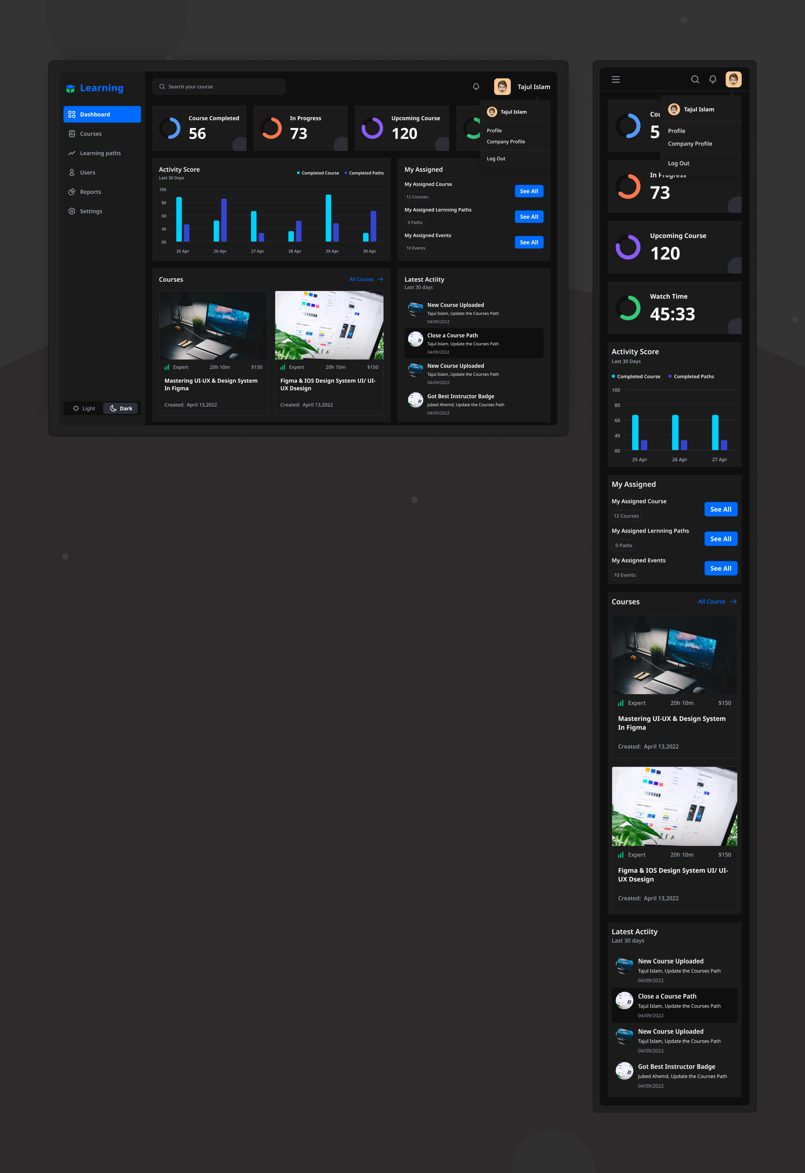 Dashboard LMS UI kit