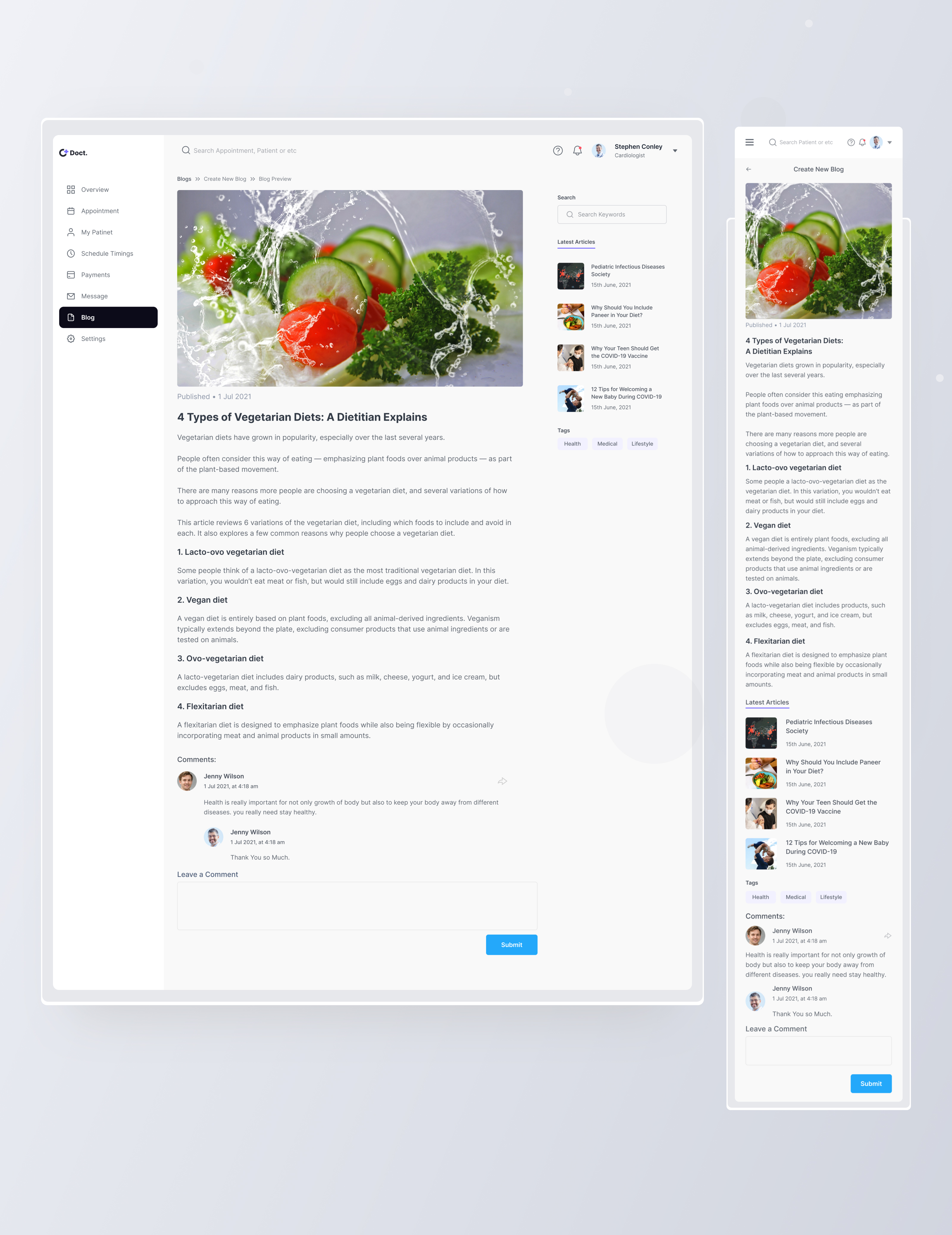 Medical Blog Post UI Design - Doct