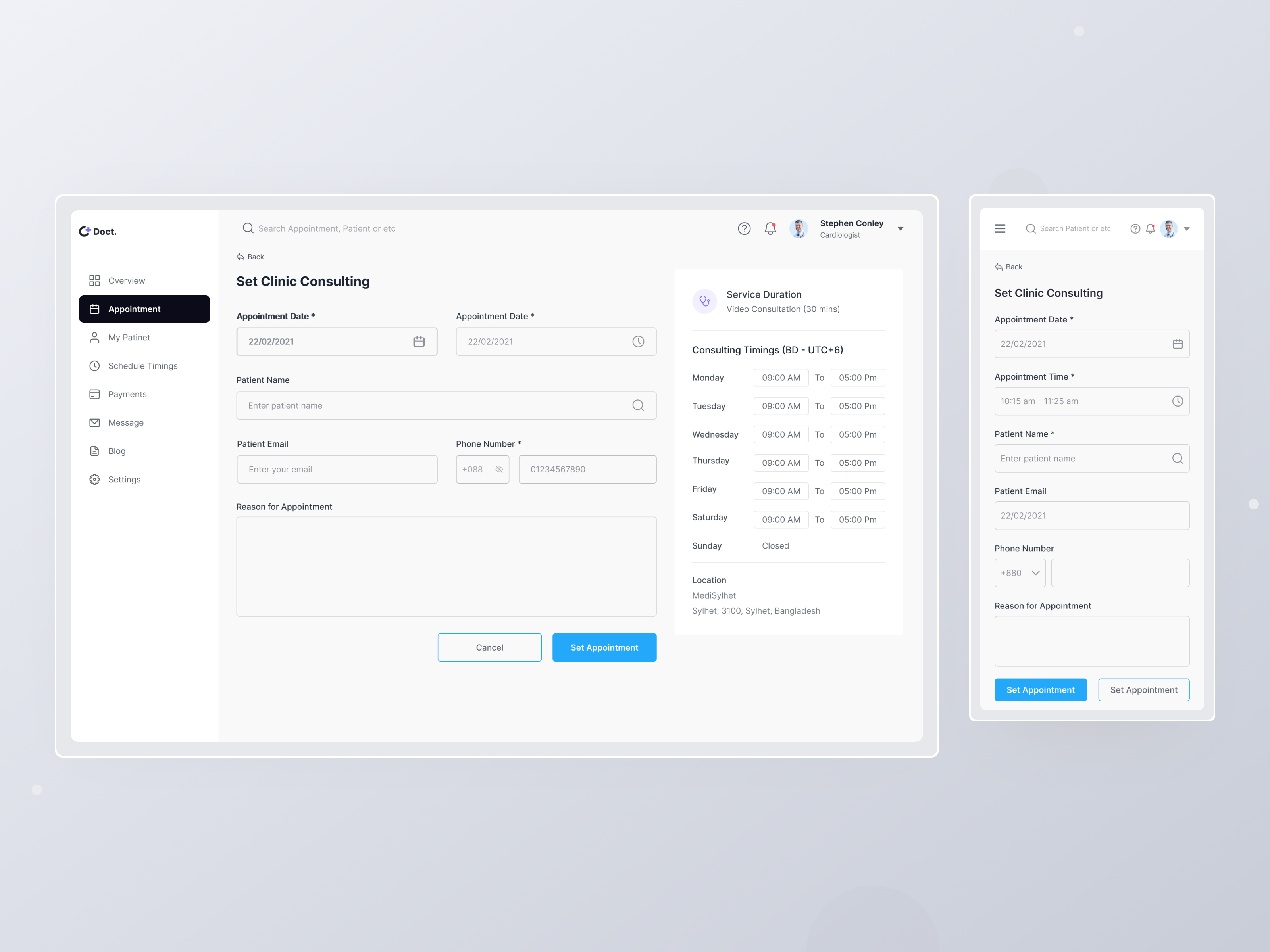 Doct - Set New Clinic Appointment