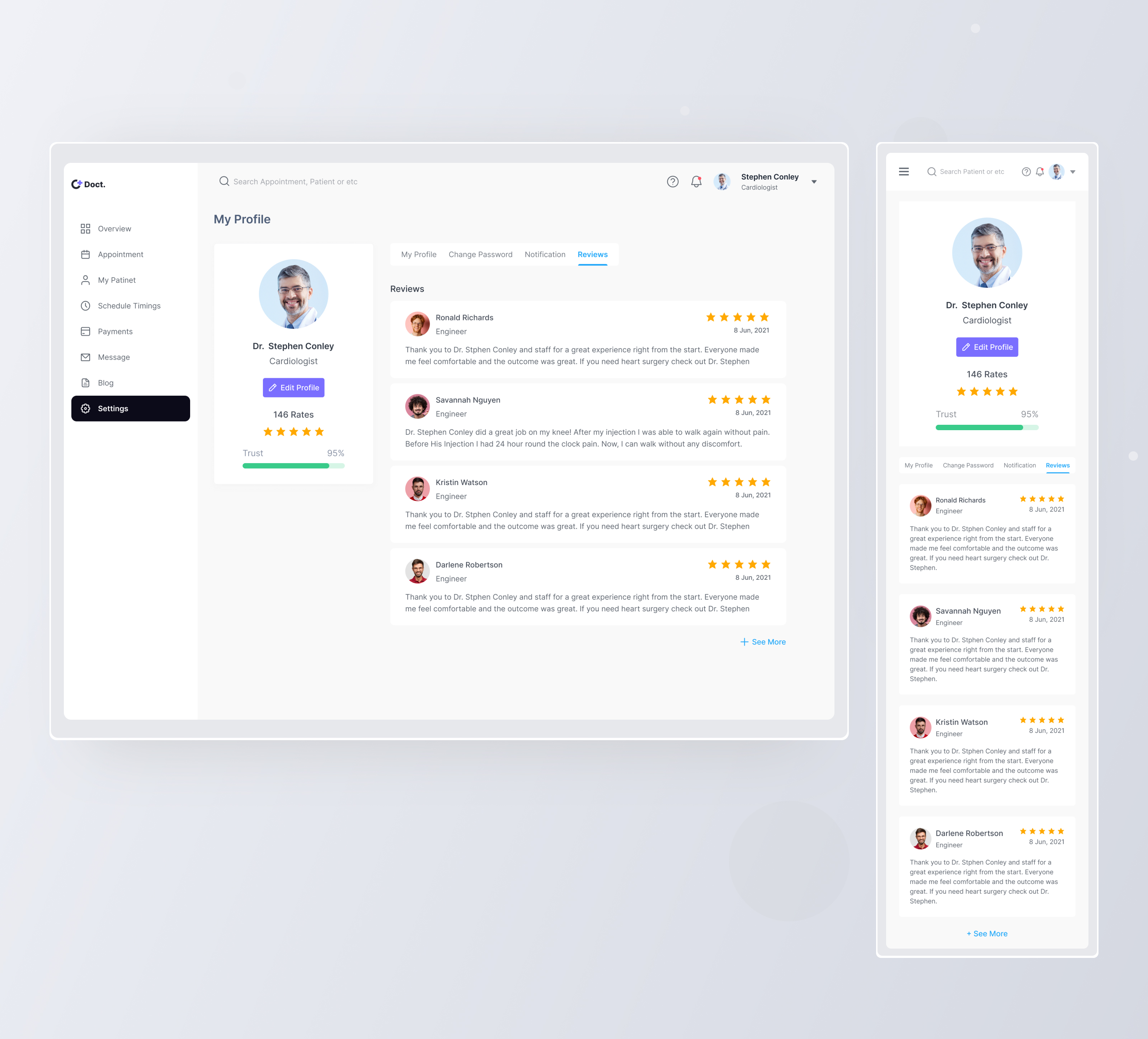 Doctor Profile Review Page Design - Doct