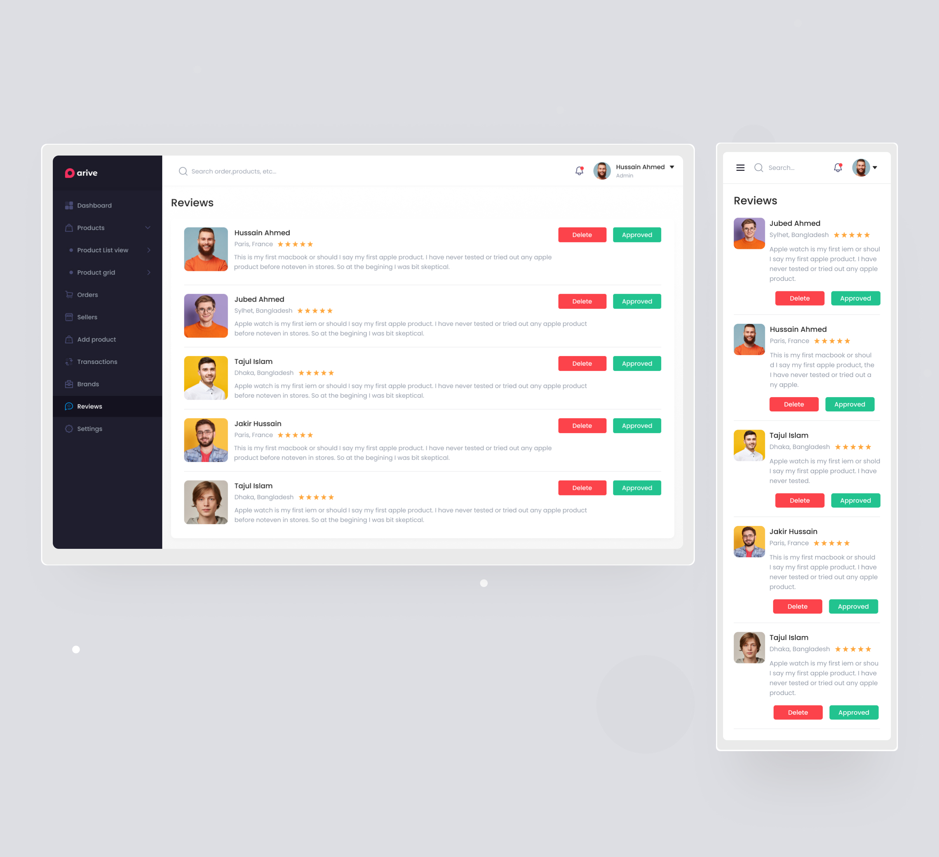 Review Details Screen