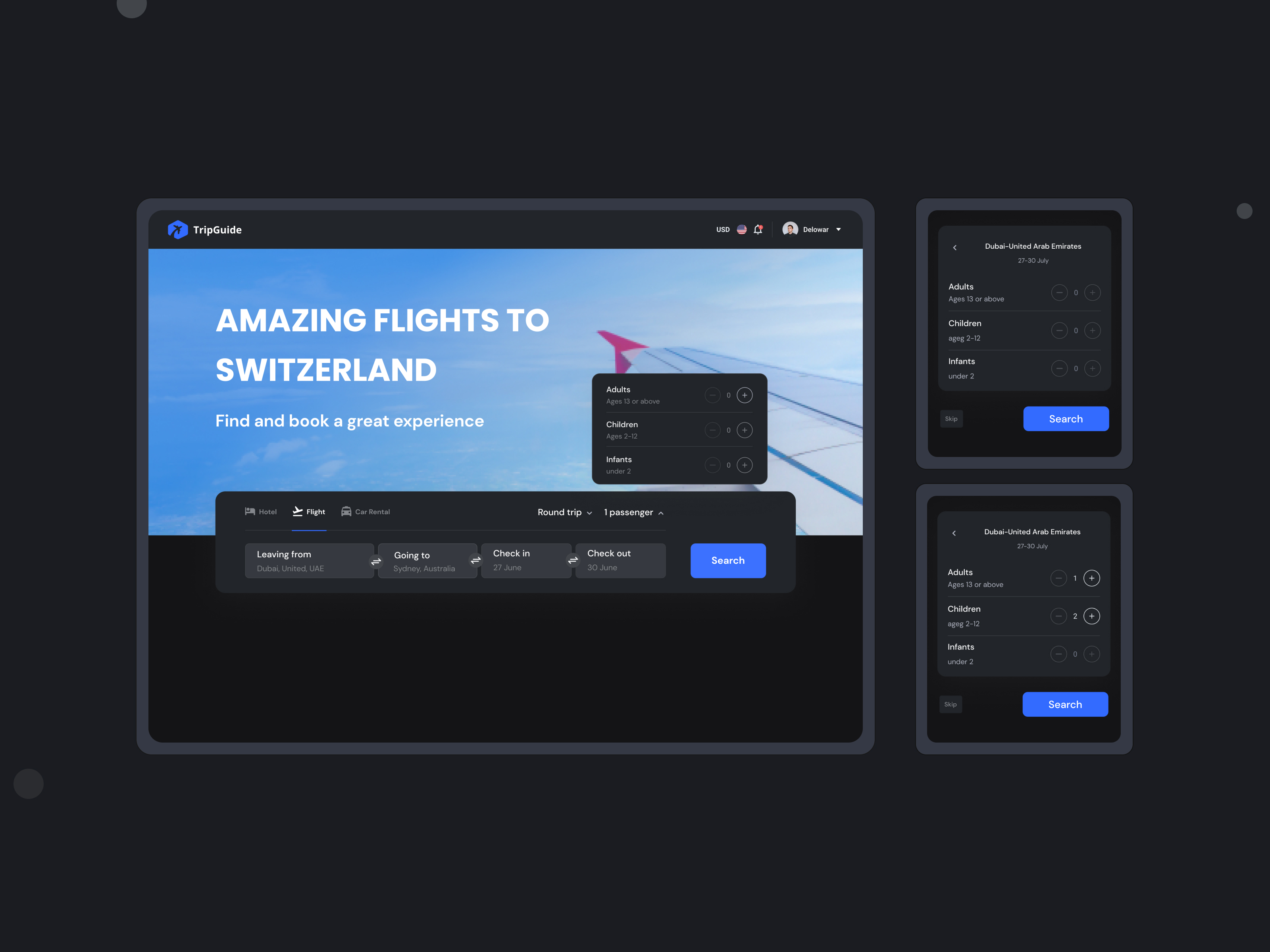 Add Passenger Flight Booking Web App Screen