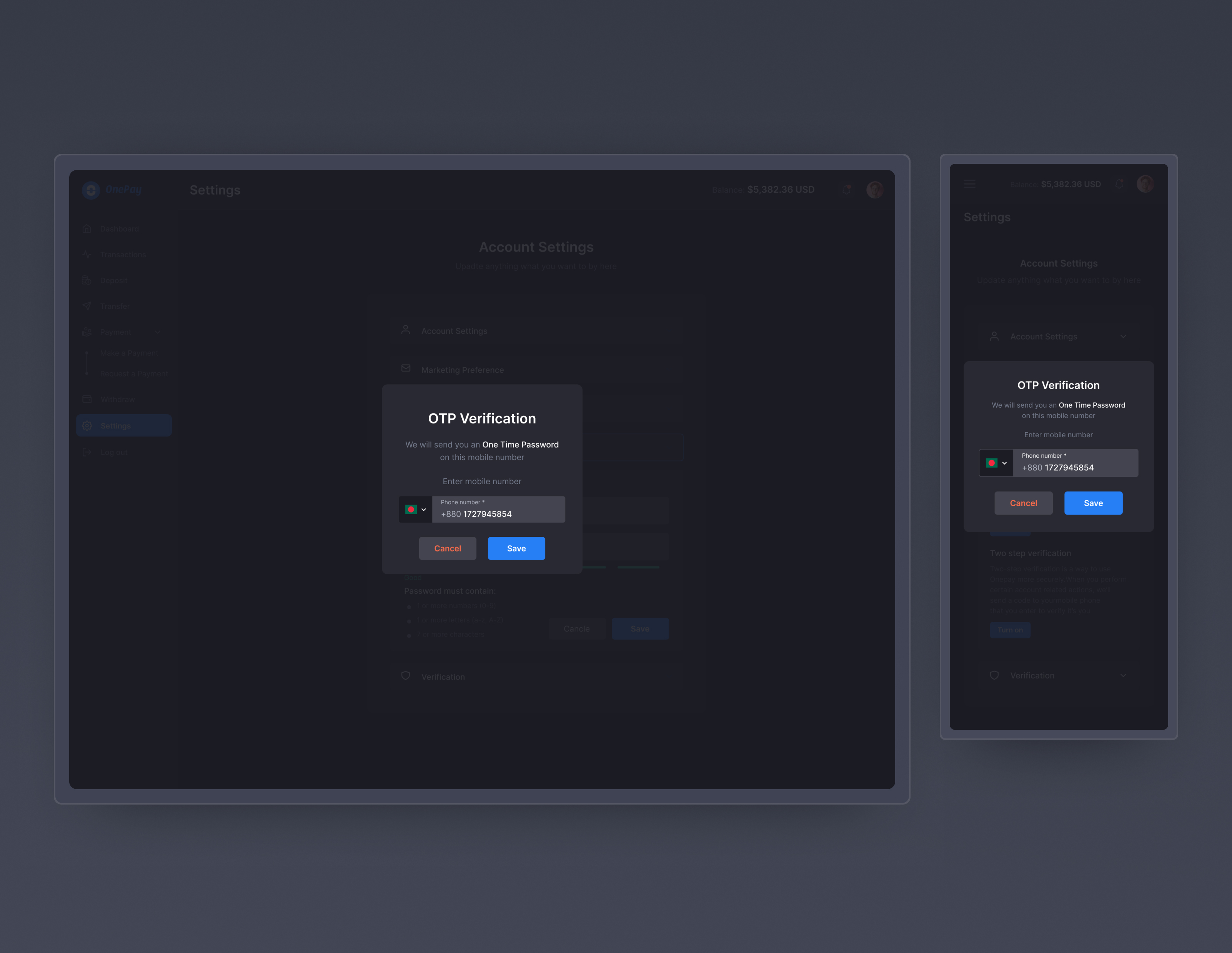 OTP Verification Web App Screen
