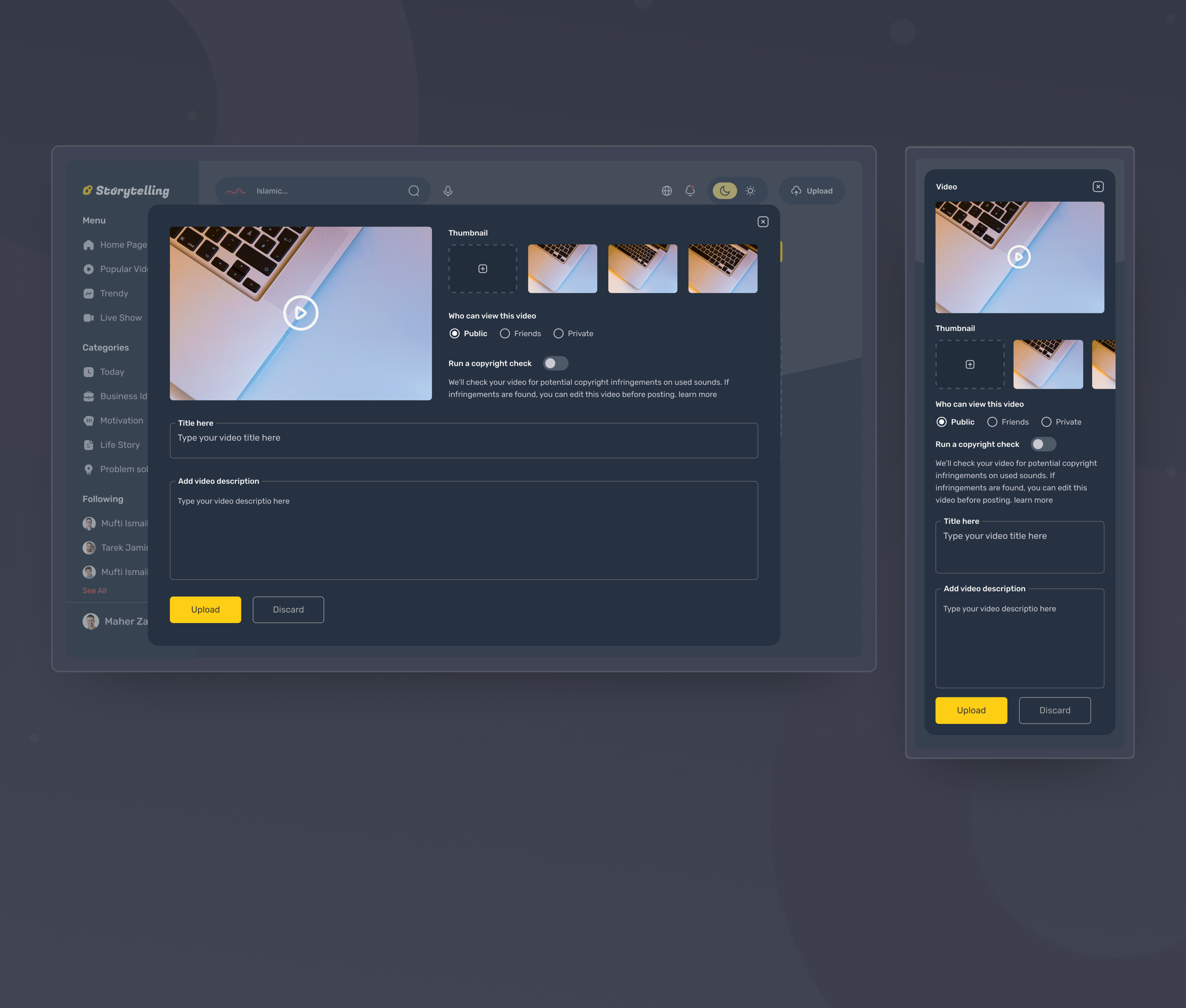 Upload Video UI Design