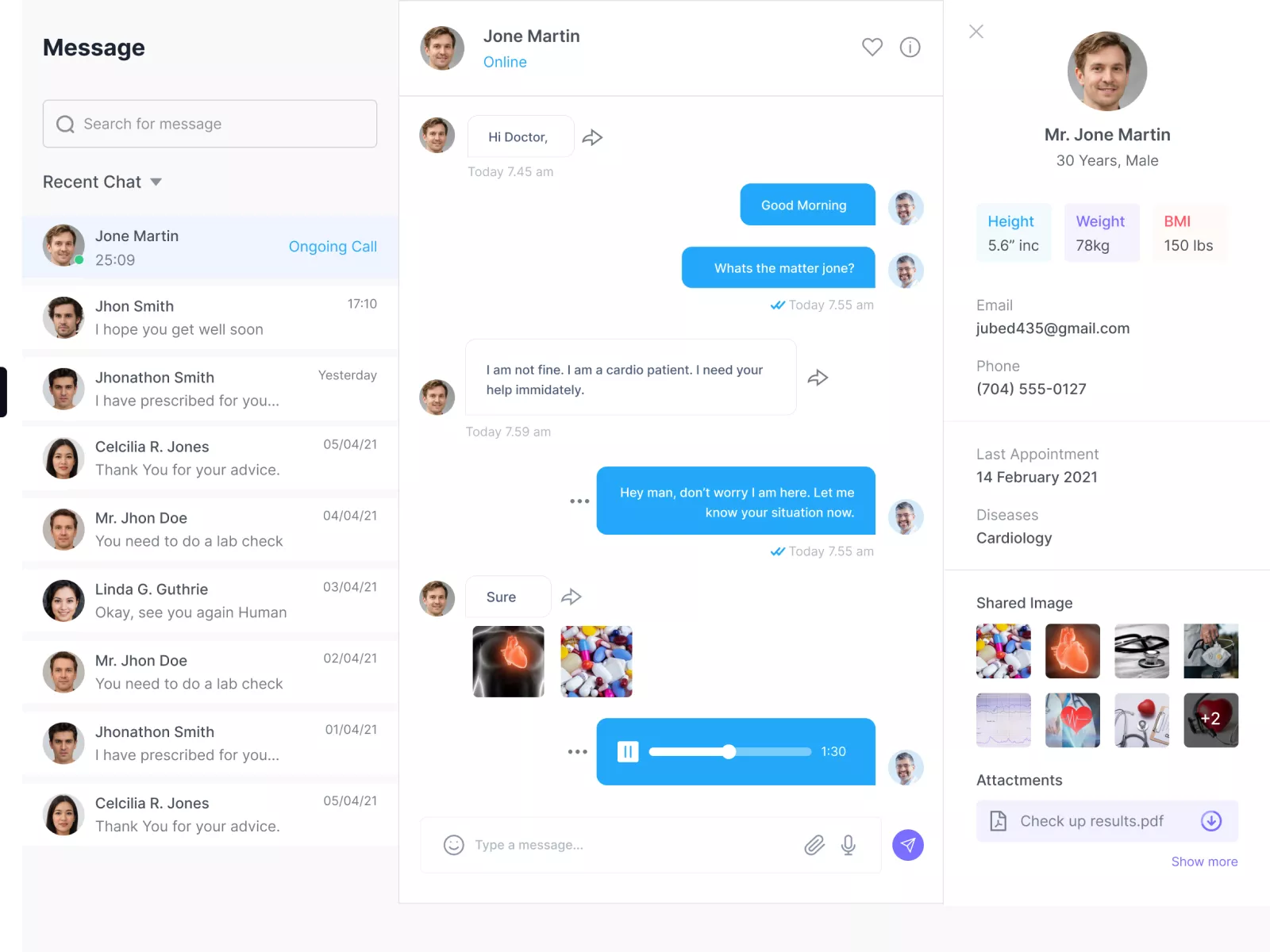 Message UI Design Screen