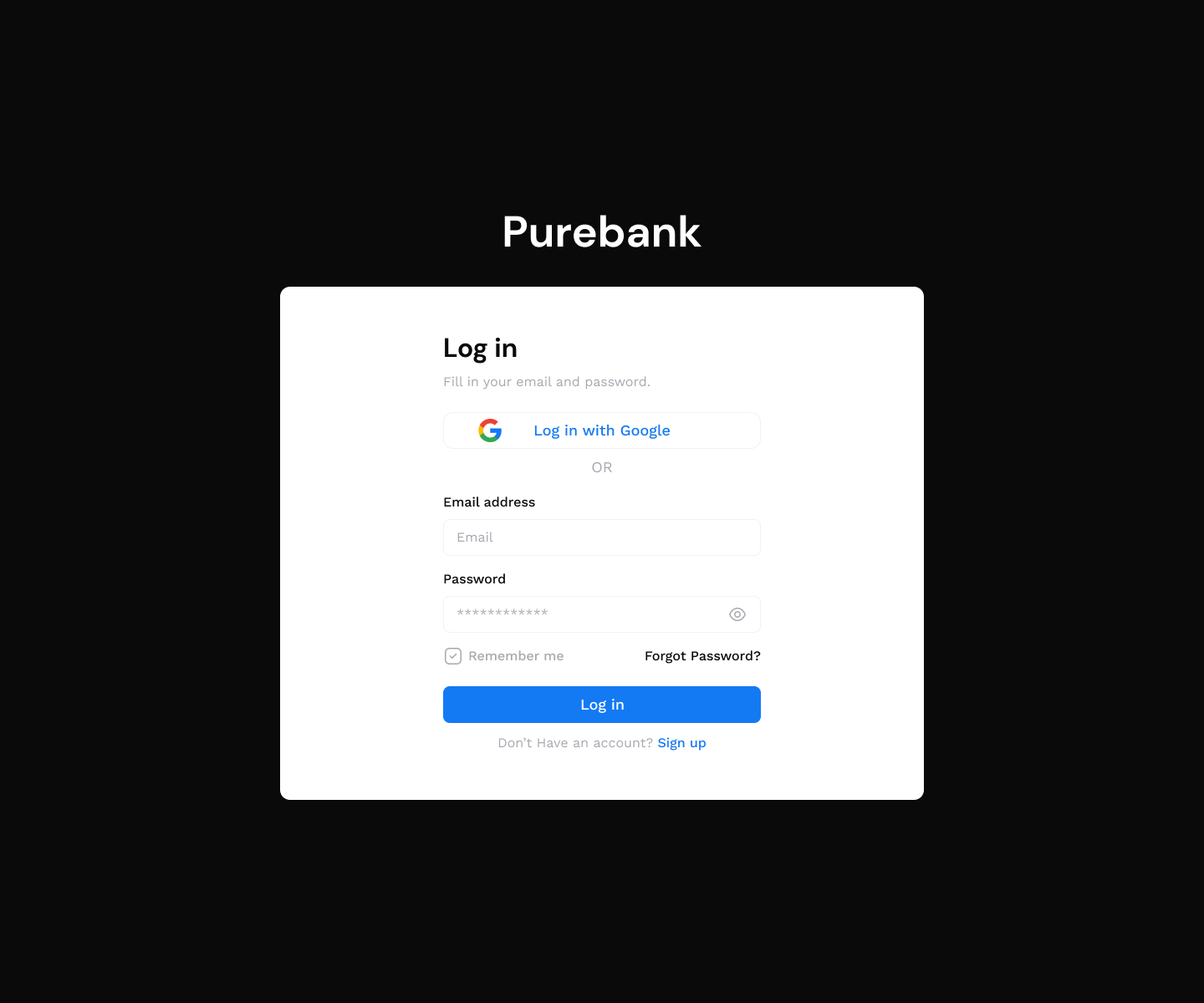Login UI Design Desktop