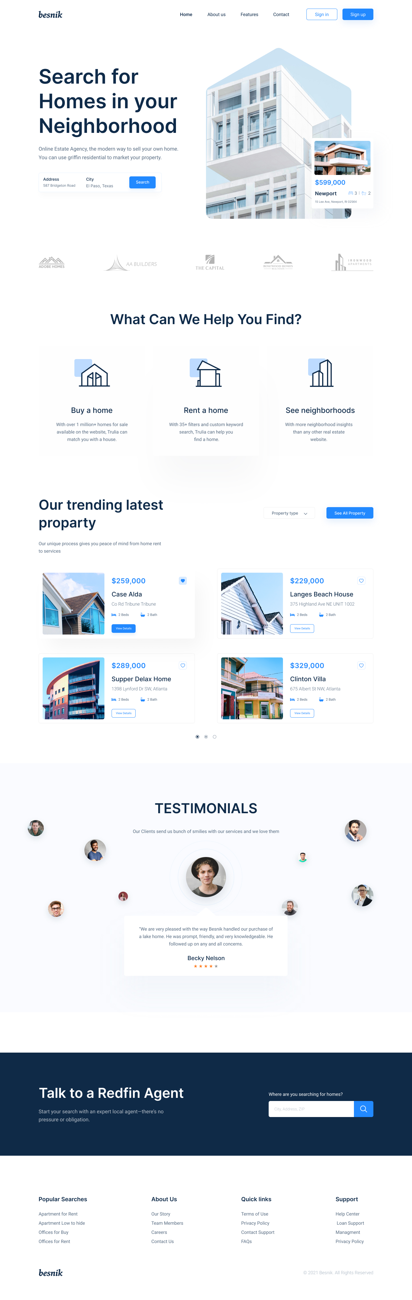 Besnik Real Estate Landing Page