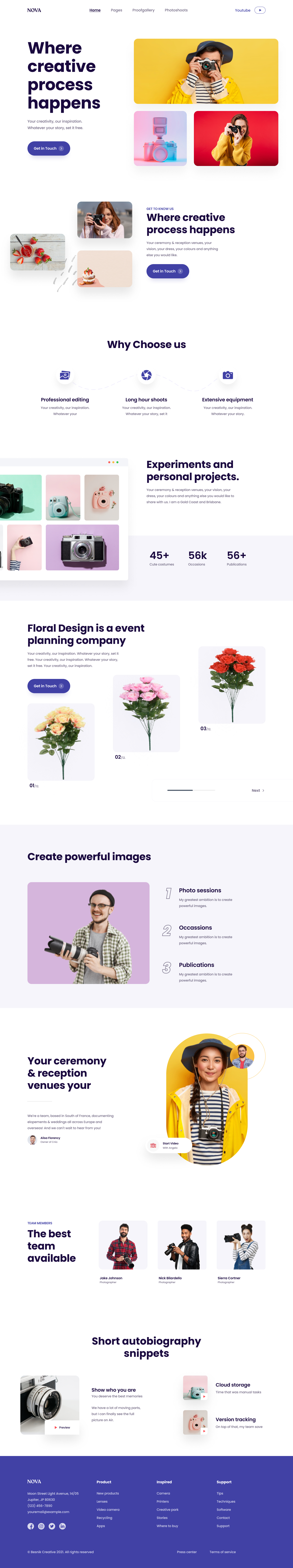 Nova Photography Landing Page