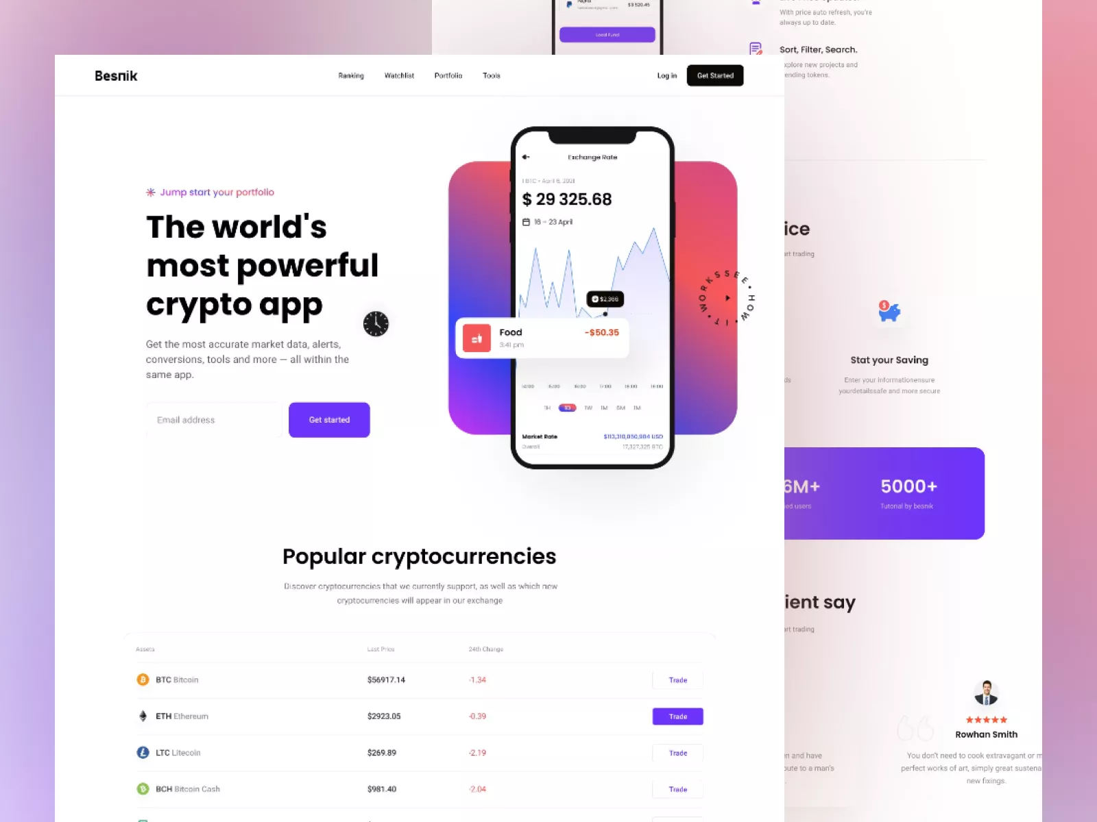 Besnik Cryptocurrency Website Template